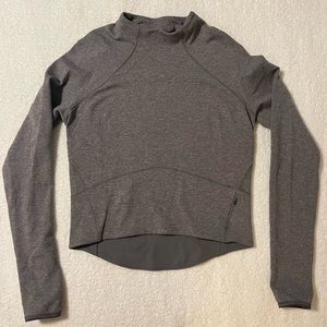 Lululemon size 6 grey cropped mock neck fitted sweatshirt.  Lightly used.